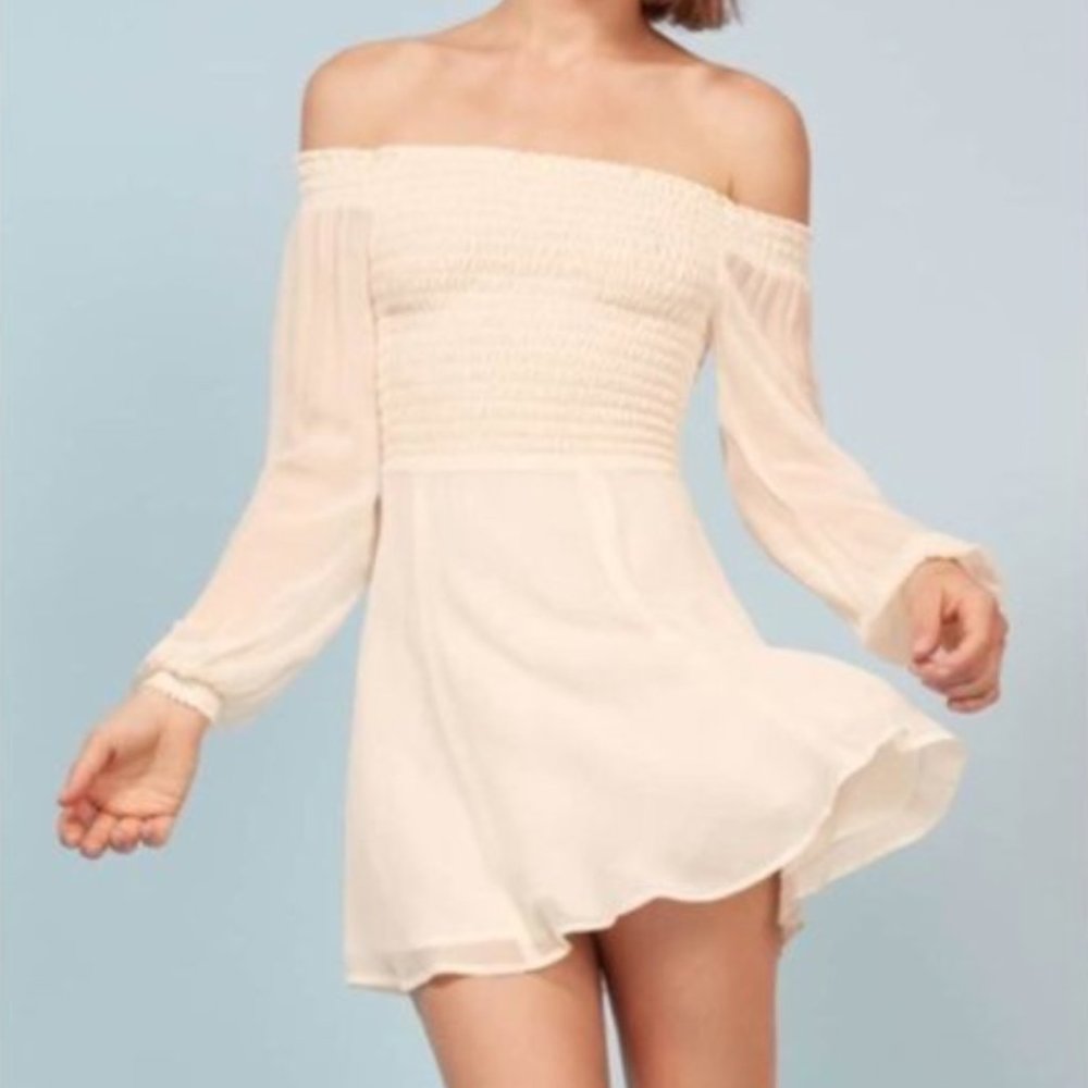 NWOT Reformation Honor Off Shoulder Mini Dress 8